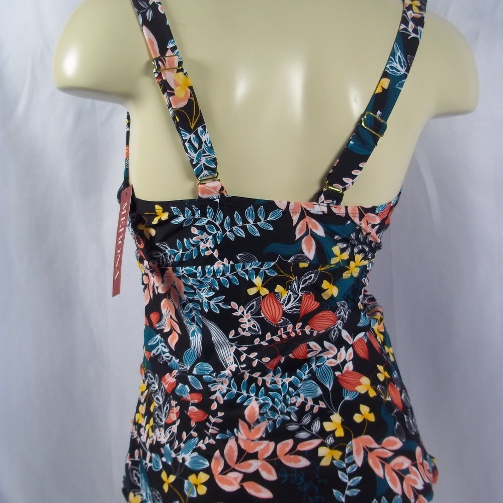 Black Floral Print Tankini Swim Top NWT Sz SMALL - Picture 4 of 6